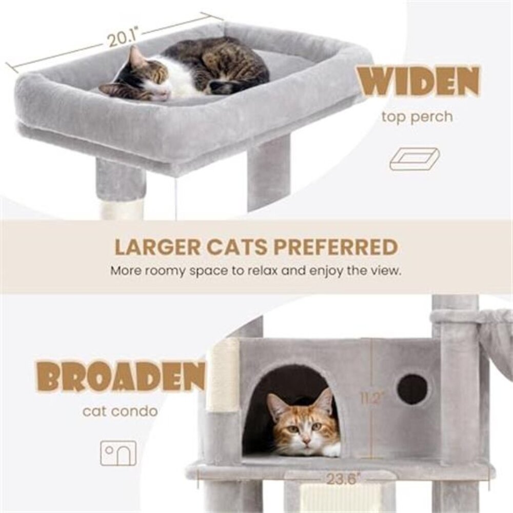 81in Multi-Level Tall Cat Tree Tower Larger Cat Condo Furniture with Hammock - Picture 5 of 7